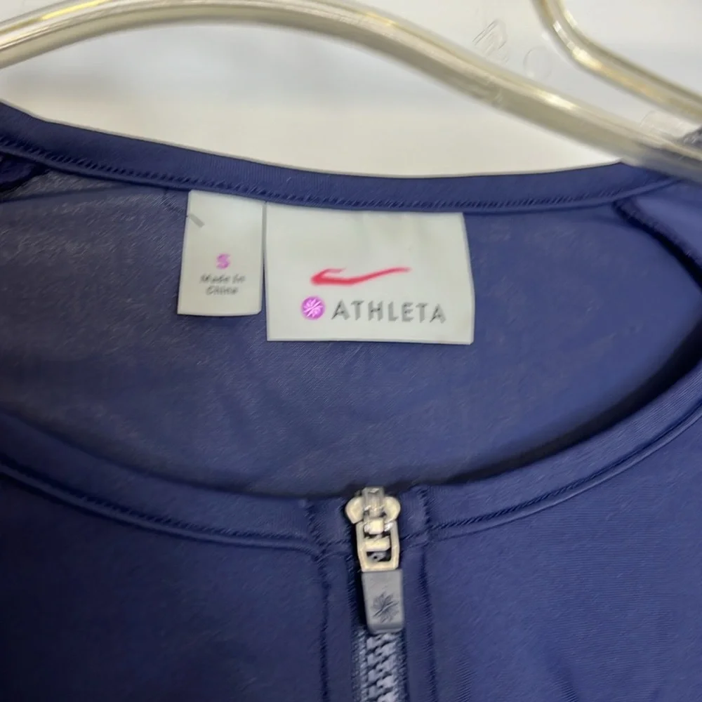 Athleta Blue‎ & White Long Sleeve 1/4 Zip Swim Top- S